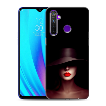 Силиконовый чехол на Realme 5 Pro с принтом Девушка в шляпе