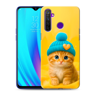 Силиконовый чехол на Realme 5 Pro с принтом Котенок в шапке Силиконовый чехол на Realme 5 Pro с принтом Котенок в шапке