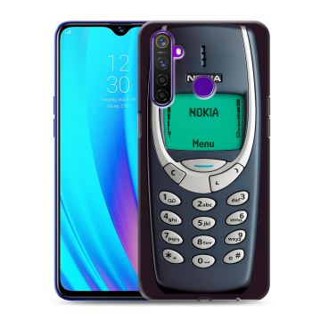 Силиконовый чехол на Realme 5 Pro с принтом Старый телефон