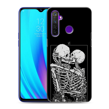 Силиконовый чехол на Realme 5 Pro с принтом Поцелуй скелетов