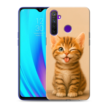 Силиконовый чехол на Realme 5 Pro с принтом котенок
