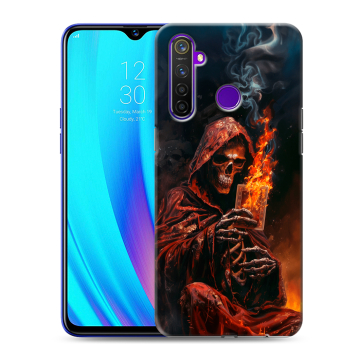 Силиконовый чехол на Realme 5 Pro с принтом Скелет и карты