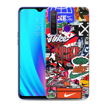 Силиконовый чехол на Realme 5 Pro с принтом Найк Nike яркий