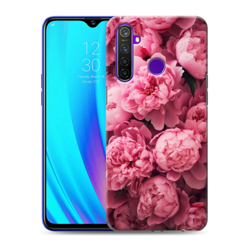 Силиконовый чехол на Realme 5 Pro с принтом цветы пионы