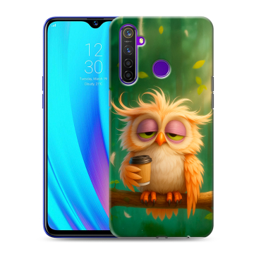 Силиконовый чехол на Realme 5 Pro с принтом сова Силиконовый чехол на Realme 5 Pro с принтом сова