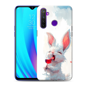 Силиконовый чехол на Realme 5 Pro с принтом кролик зайчик