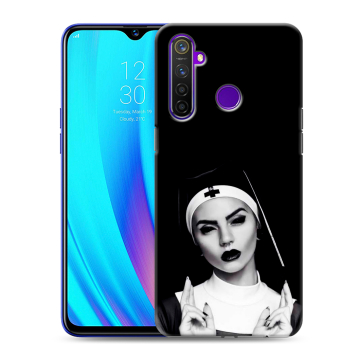Силиконовый чехол на Realme 5 Pro с принтом монашка