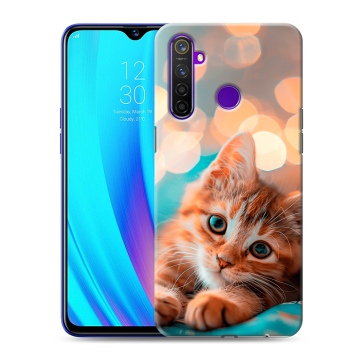 Силиконовый чехол на Realme 5 Pro с принтом котик