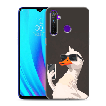 Силиконовый чехол на Realme 5 Pro с принтом утка в очках