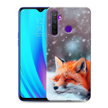 Силиконовый чехол на Realme 5 Pro с принтом лиса