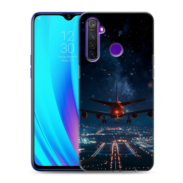Силиконовый чехол на Realme 5 Pro с принтом самолет