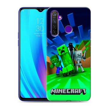 Силиконовый чехол на Realme 5 Pro с принтом Майнкрафт