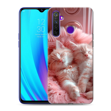 Силиконовый чехол на Realme 5 Pro с принтом котята котики