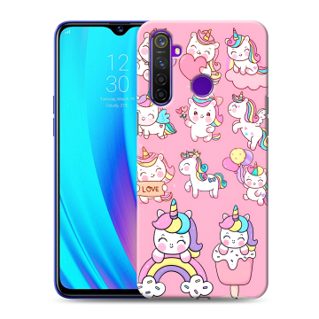 Силиконовый чехол на Realme 5 Pro с принтом Единороги и радуга Силиконовый чехол на Realme 5 Pro с принтом Единороги и радуга