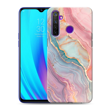 Силиконовый чехол на Realme 5 Pro с принтом розовый мрамор Силиконовый чехол на Realme 5 Pro с принтом розовый мрамор