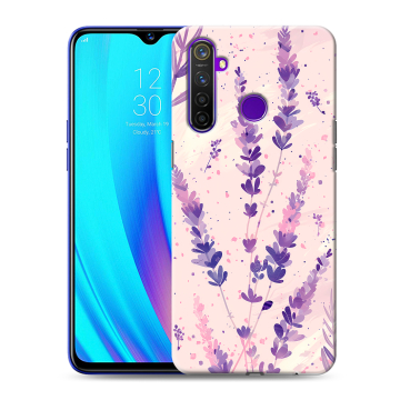 Силиконовый чехол на Realme 5 Pro с принтом цветы лаванда Силиконовый чехол на Realme 5 Pro с принтом цветы лаванда