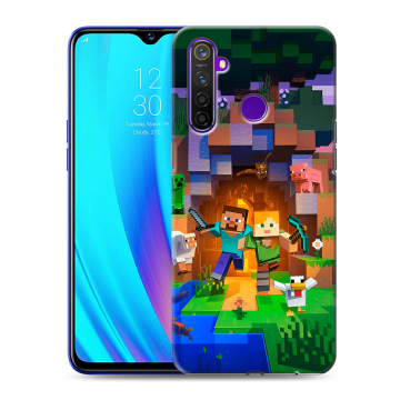 Силиконовый чехол на Realme 5 Pro с принтом Майнкрафт Minecraft