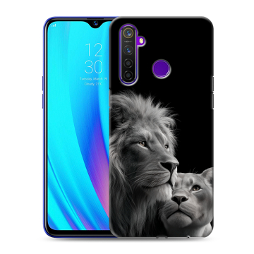 Силиконовый чехол на Realme 5 Pro с принтом Лев кошки