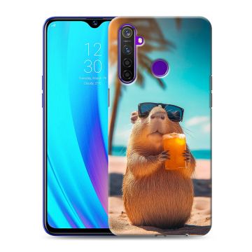 Силиконовый чехол на Realme 5 Pro с принтом Капибара
