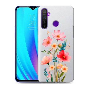 Силиконовый чехол на Realme 5 Pro с принтом Цветы