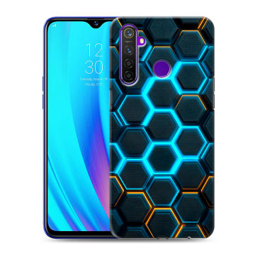Силиконовый чехол на Realme 5 Pro с принтом Неоновые соты