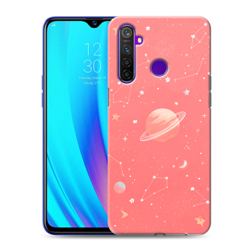 Силиконовый чехол на Realme 5 Pro с принтом Розовый космос