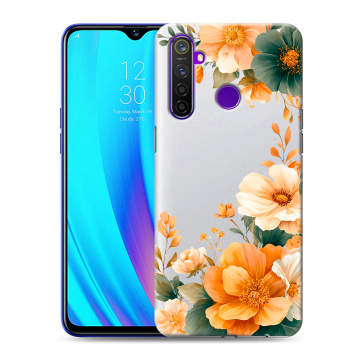 Силиконовый чехол на Realme 5 Pro с принтом Цветы принт