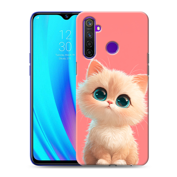 Силиконовый чехол на Realme 5 Pro с принтом Розовый котенок
