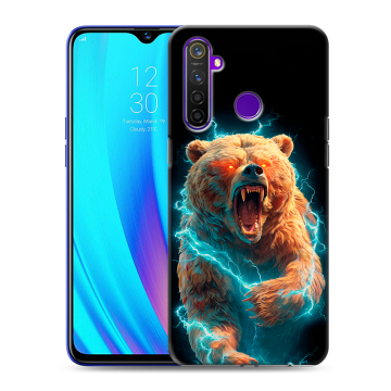Силиконовый чехол на Realme 5 Pro с принтом Медведь