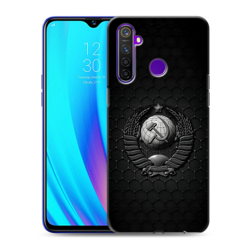 Силиконовый чехол на Realme 5 Pro с принтом Герб Флаг СССР