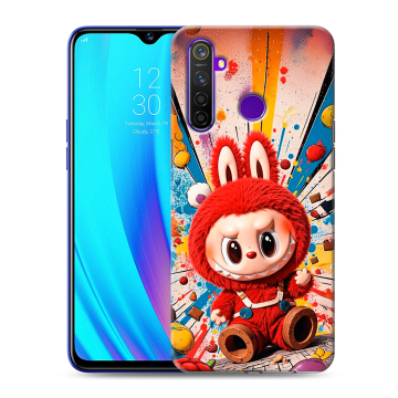 Силиконовый чехол на Realme 5 Pro с принтом Labubu Лабубу Силиконовый чехол на Realme 5 Pro с принтом Labubu Лабубу