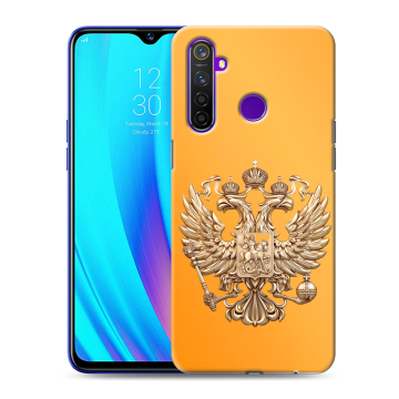 Силиконовый чехол на Realme 5 Pro с принтом Герб Флаг России