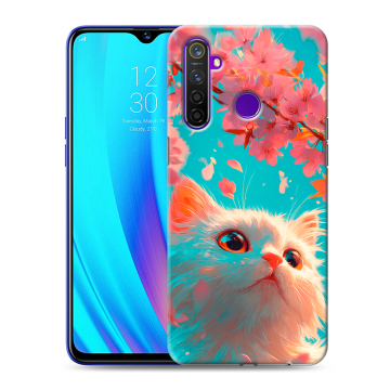 Силиконовый чехол на Realme 5 Pro с принтом Красивый кот
