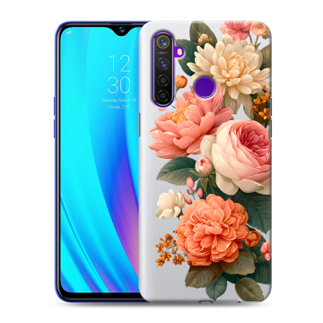 Силиконовый чехол на Realme 5 Pro с принтом цветы