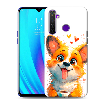 Силиконовый чехол на Realme 5 Pro с принтом корги