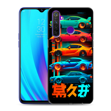 Силиконовый чехол на Realme 5 Pro с принтом машины тачки
