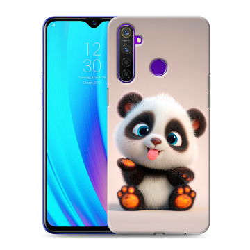 Силиконовый чехол на Realme 5 Pro с принтом милая панда