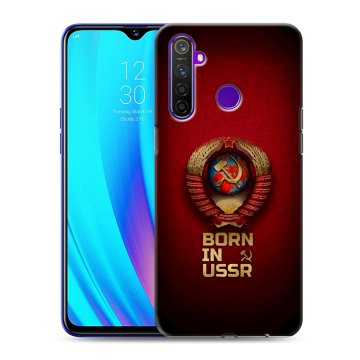 Силиконовый чехол на Realme 5 Pro с принтом Флаг Герб СССР