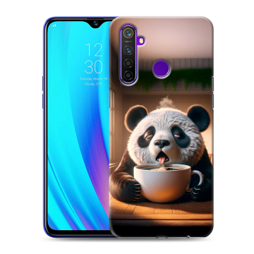 Силиконовый чехол на Realme 5 Pro с принтом смешная панда
