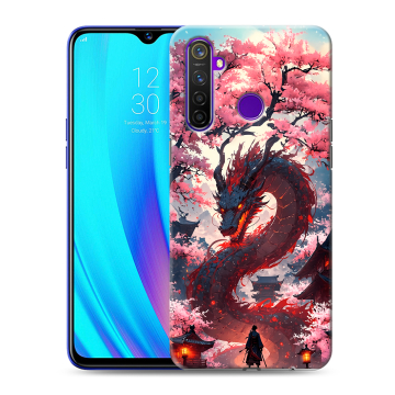 Силиконовый чехол на Realme 5 Pro с принтом Дракон Японский Силиконовый чехол на Realme 5 Pro с принтом Дракон Японский