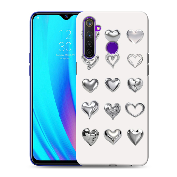 Силиконовый чехол на Realme 5 Pro с принтом Y2K сердечки