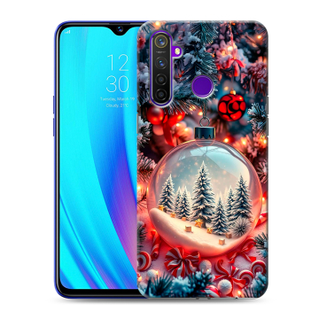 Силиконовый чехол на Realme 5 Pro с принтом Новый год
