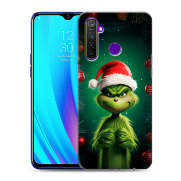 Силиконовый чехол на Realme 5 Pro с принтом Гринч Новый год Рождество