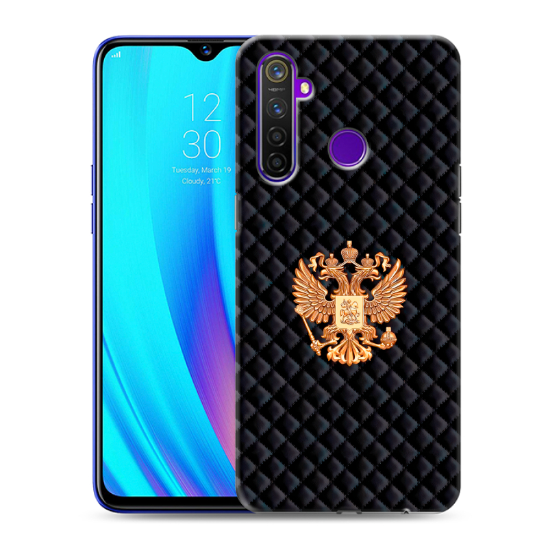Пластиковый чехол на Realme 5 Pro с принтом Герб России принт Пластиковый чехол на Realme 5 Pro с принтом Герб России принт