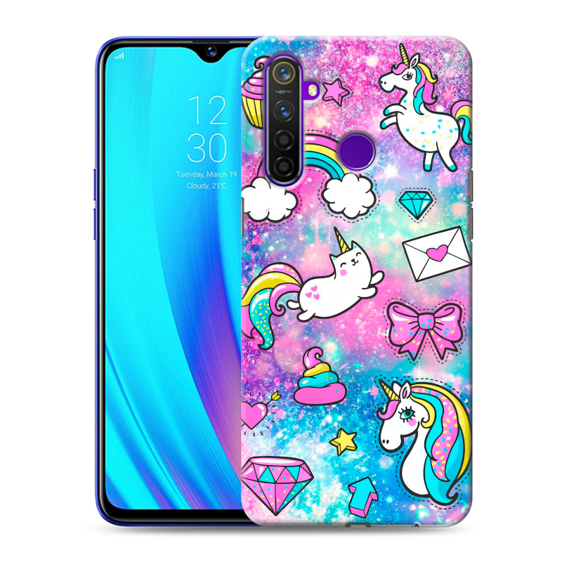 Силиконовый чехол на Realme 5 Pro с принтом Единороги Силиконовый чехол на Realme 5 Pro с принтом Единороги