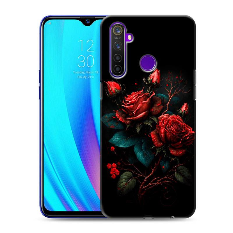 Силиконовый чехол на Realme 5 Pro с принтом Розы красные Силиконовый чехол на Realme 5 Pro с принтом Розы красные