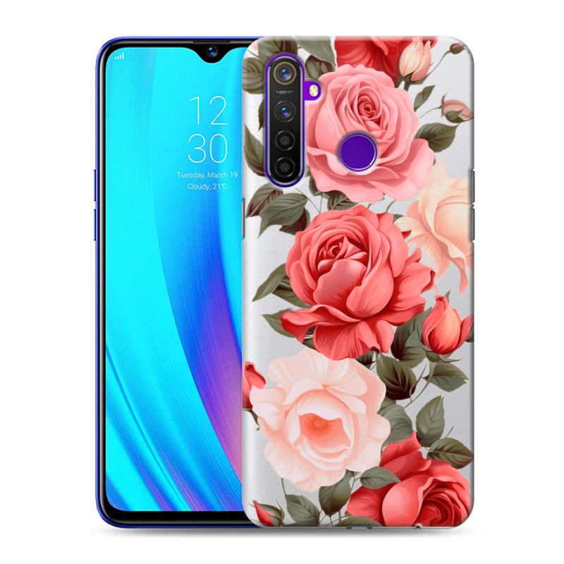 Силиконовый чехол на Realme 5 Pro с принтом Розы Силиконовый чехол на Realme 5 Pro с принтом Розы