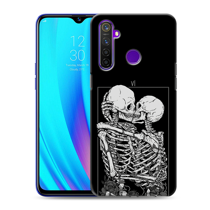 Силиконовый чехол на Realme 5 Pro с принтом Поцелуй скелетов Силиконовый чехол на Realme 5 Pro с принтом Поцелуй скелетов