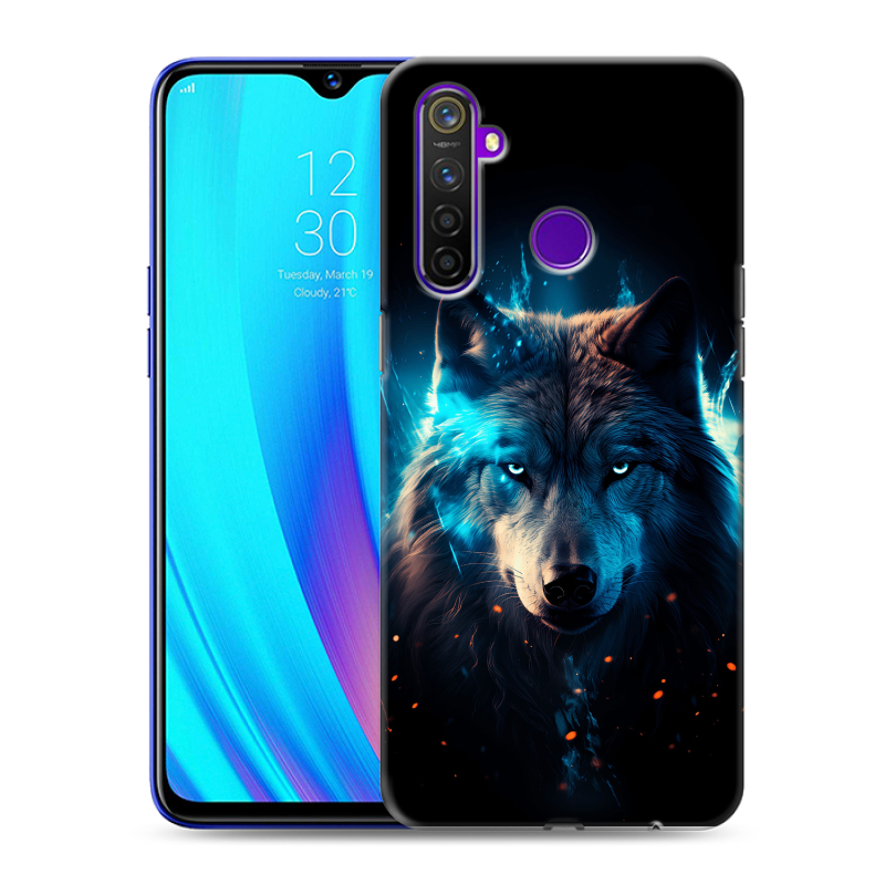 Силиконовый чехол на Realme 5 Pro с принтом Волк ночной Силиконовый чехол на Realme 5 Pro с принтом Волк ночной