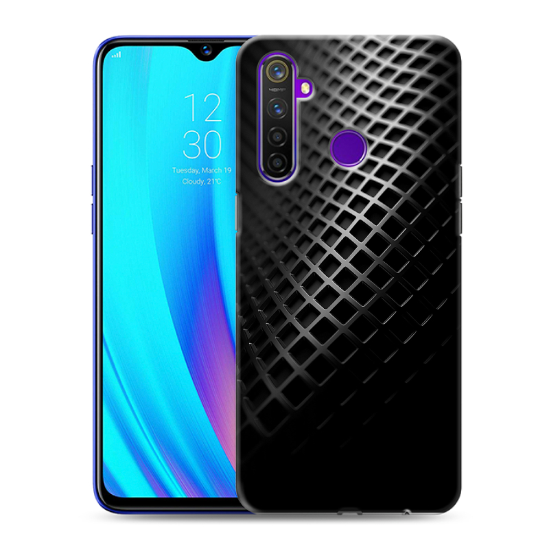 Пластиковый чехол на Realme 5 Pro с принтом Текстура металла Пластиковый чехол на Realme 5 Pro с принтом Текстура металла